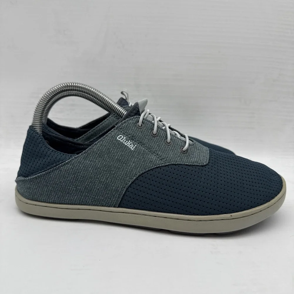 Olukai Nohea Moku Mens Size 8 Blue Mesh Boat Shoes Sneakers No Tie Slip On